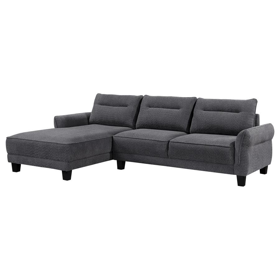 (image for) Caspian Upholstered Curved Arm Chaise Sectional Sofa Grey