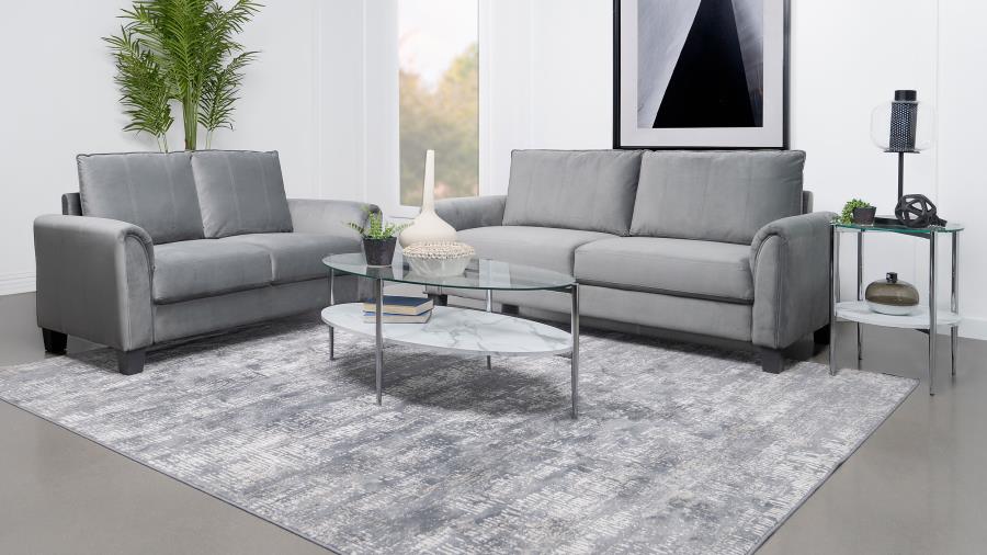 (image for) Davis 2-piece Upholstered Rolled Arm Sofa Grey