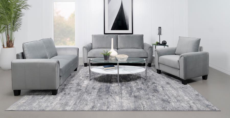 (image for) Davis 3-piece Upholstered Rolled Arm Sofa Grey