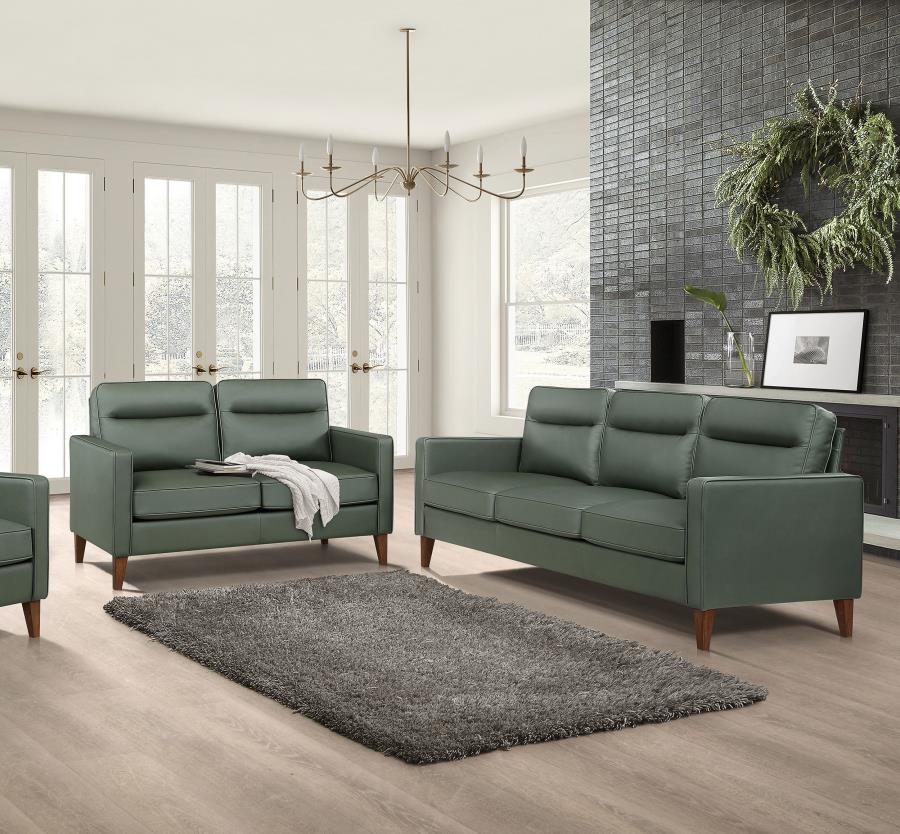 (image for) Jonah 2-piece Upholstered Track Arm Sofa Set Green