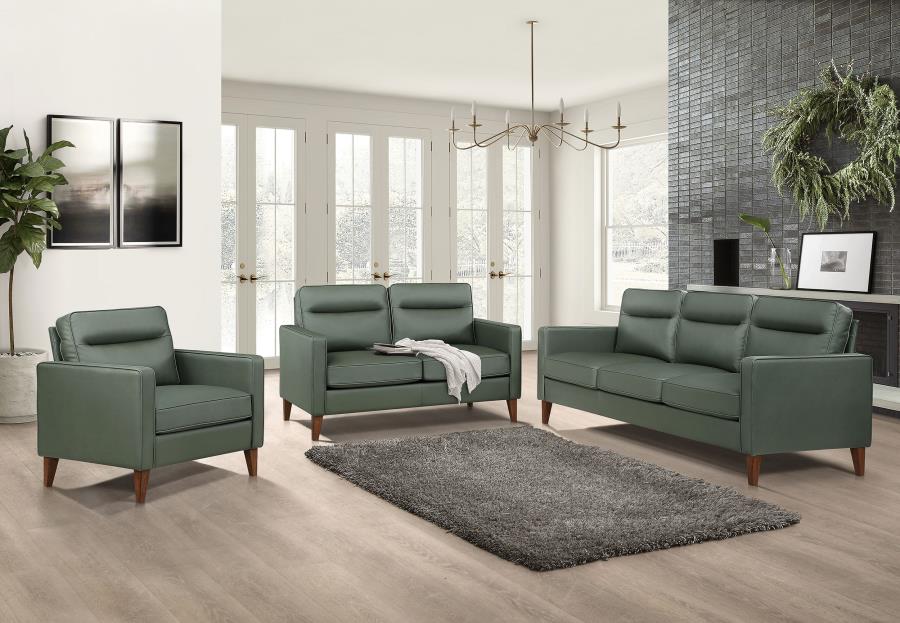 (image for) Jonah 3-piece Upholstered Track Arm Sofa Set Green