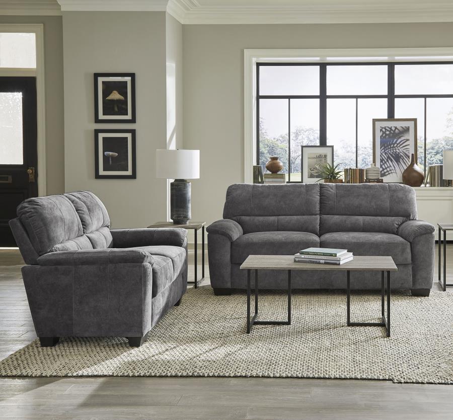 (image for) Hartsook 2-piece Upholstered Sofa Set Charcoal Grey