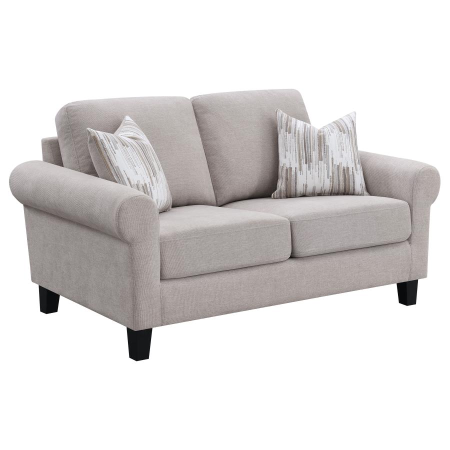 (image for) Nadine Upholstered Round Arm Loveseat Oatmeal