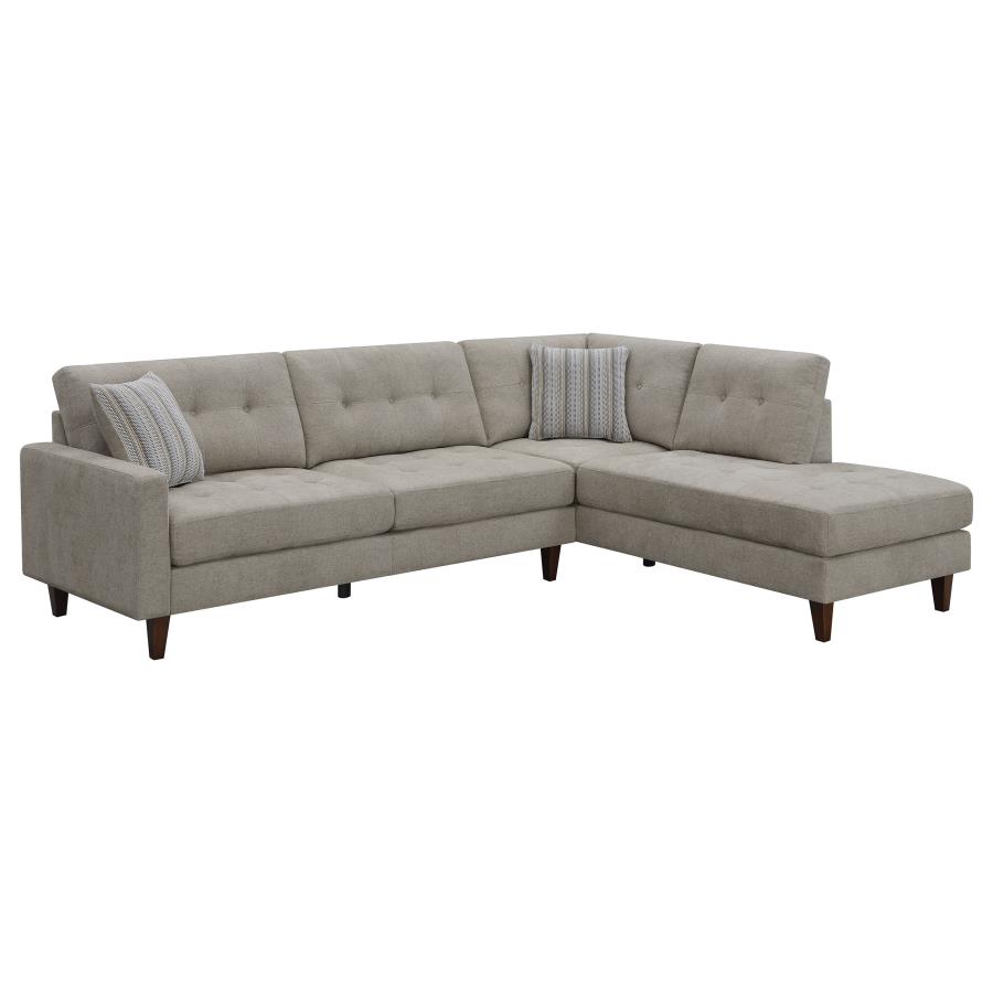 (image for) Barton Upholstered Tufted Sectional Toast and Brown