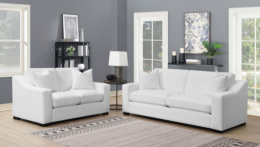 (image for) Ashlyn 2-piece Upholstered Sloped Arm Sofa Set White