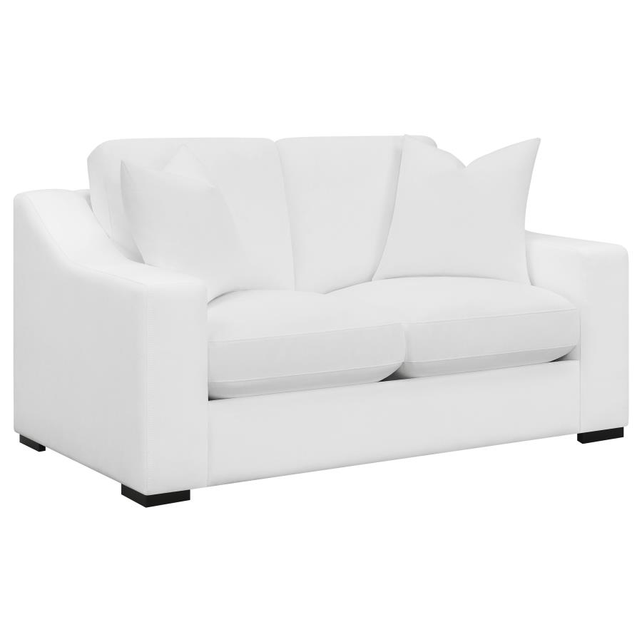 (image for) Ashlyn Upholstered Sloped Arm Loveseat White