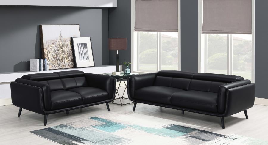 (image for) Shania 2-piece Upholstered Low Back Sofa Set Black