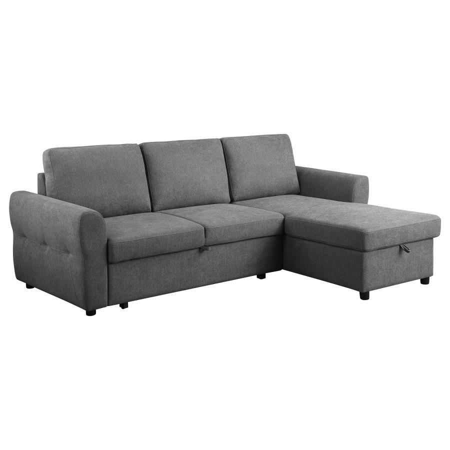 (image for) Samantha Upholstered Storage Sleeper Sectional Sofa Grey