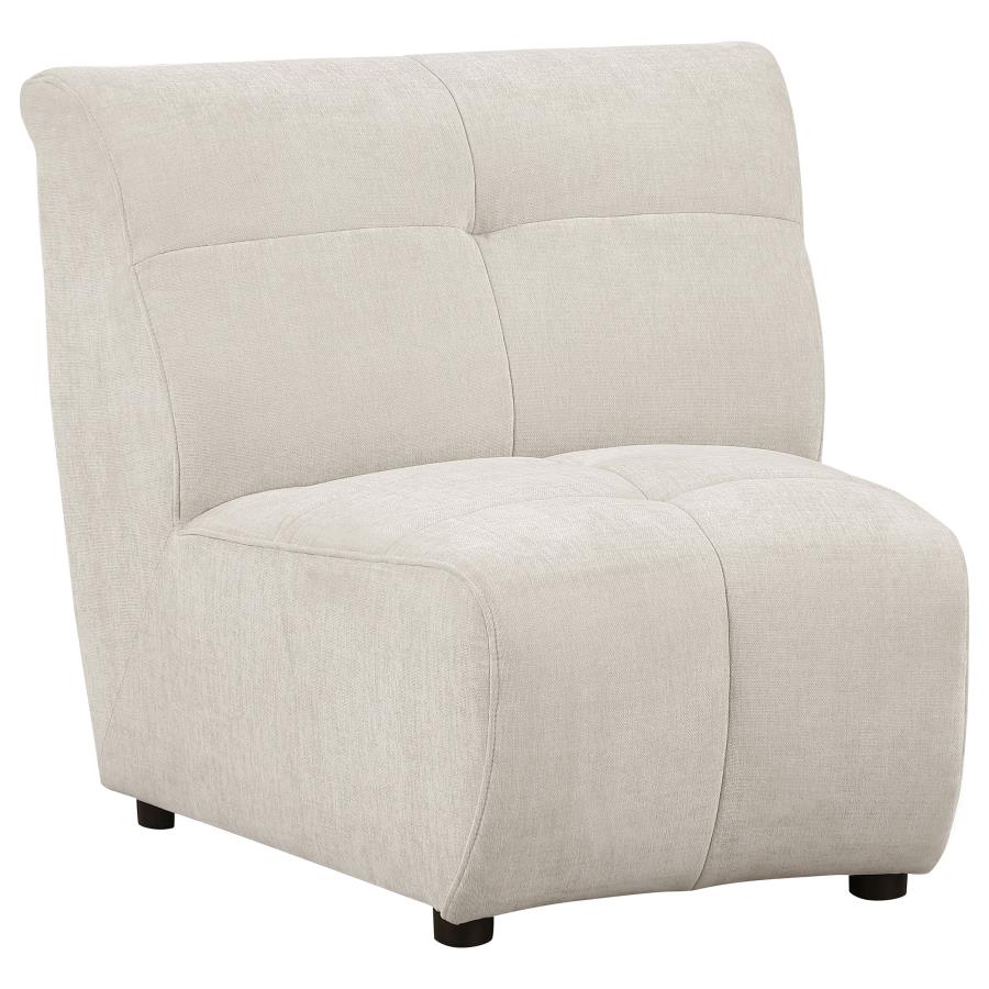 (image for) Charlotte Upholstered Curved Armless Chair Ivory