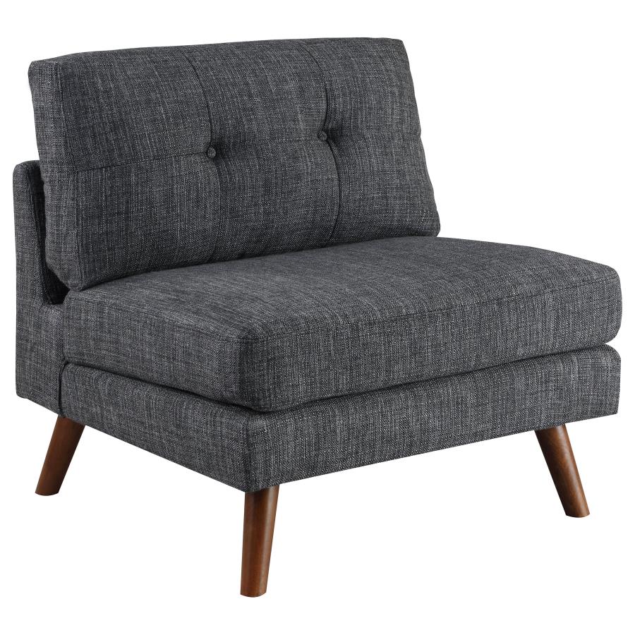 (image for) Churchill Upholstered Tufted Armless Chair Dark Grey