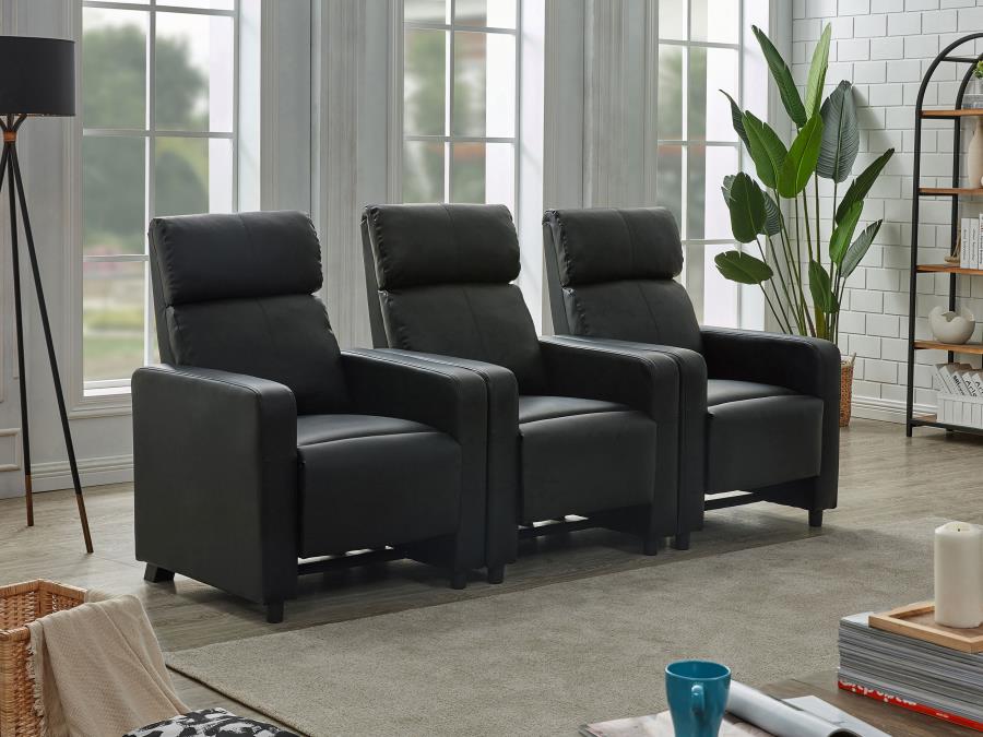 (image for) Toohey Upholstered Tufted Recliner Living Room Set Black