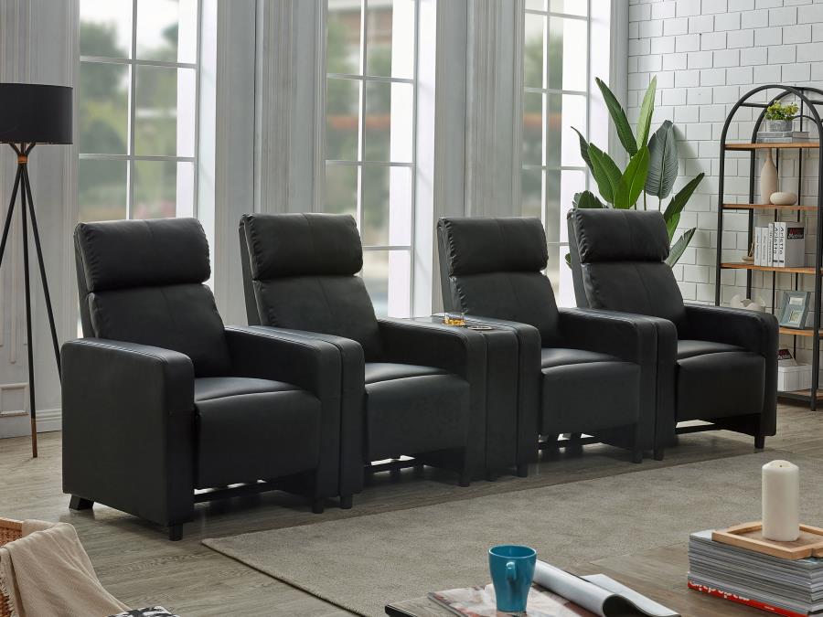 (image for) Toohey Upholstered Tufted Recliner Living Room Set Black