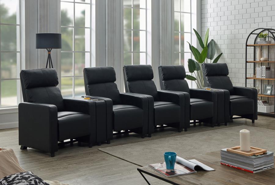 (image for) Toohey Upholstered Tufted Recliner Living Room Set Black