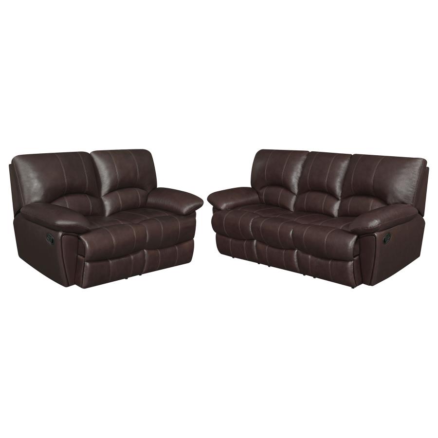 (image for) Clifford Upholstered Pillow Top Arm Living Room Set Chocolate Brown