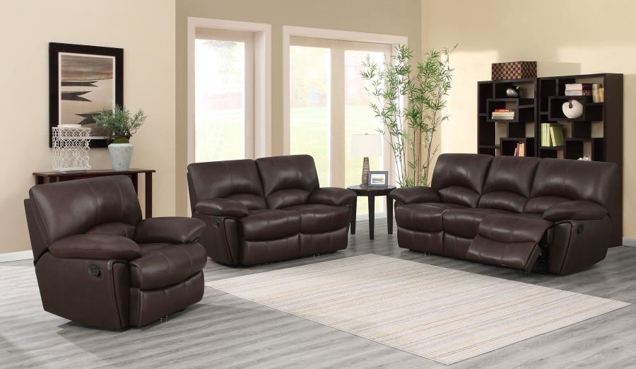 (image for) Clifford Upholstered Pillow Top Arm Living Room Set Chocolate Brown