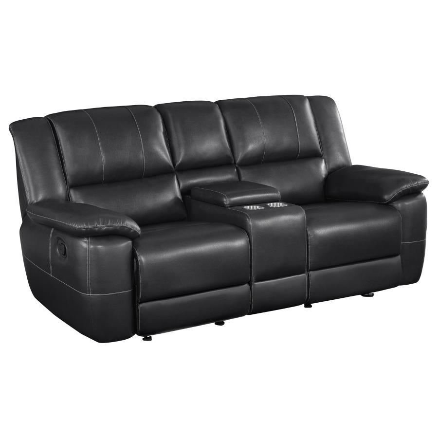 (image for) Lee Upholstered Padded Arm Glider Loveseat Black