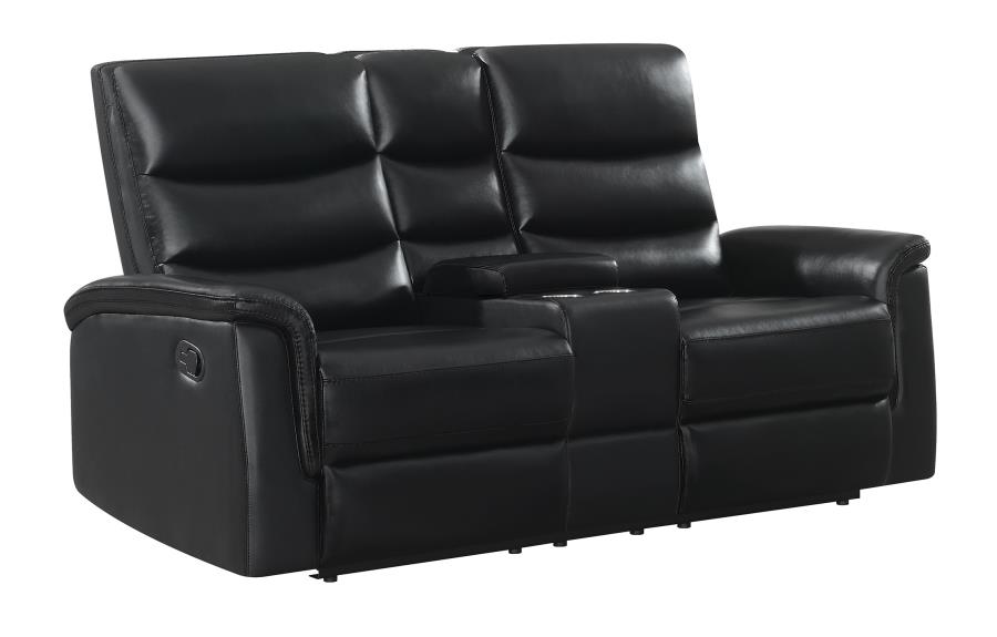 (image for) Dario Upholstered Channeled Back Motion Loveseat Black