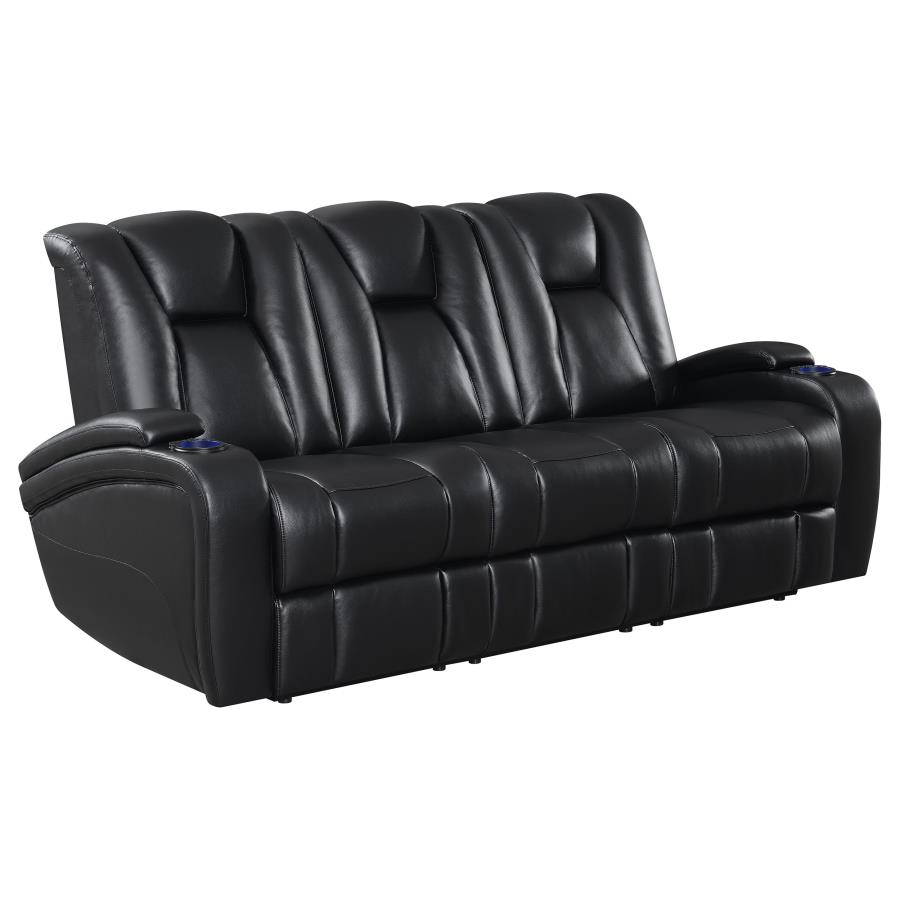 (image for) Delange Dual Power Reclining Sofa with Headrests Black