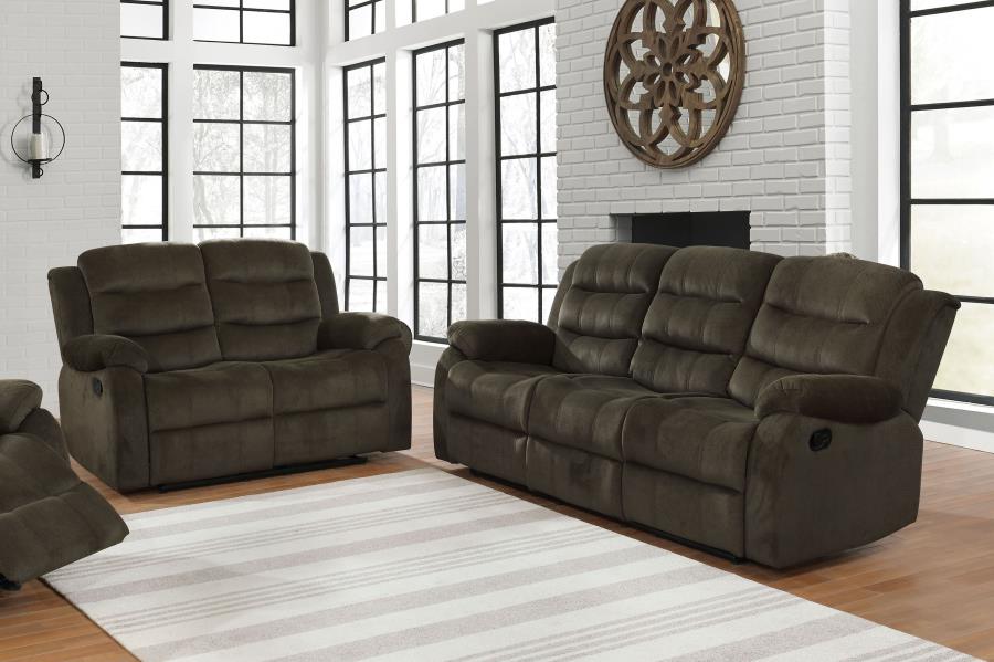 (image for) Rodman 2-piece Upholstered Reclining Sofa Set Olive Brown