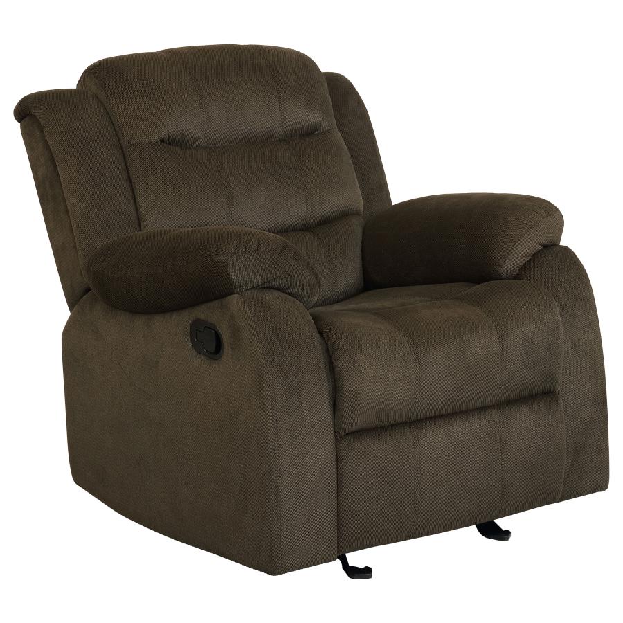 (image for) Rodman Upholstered Padded Arm Glider Recliner Olive Brown