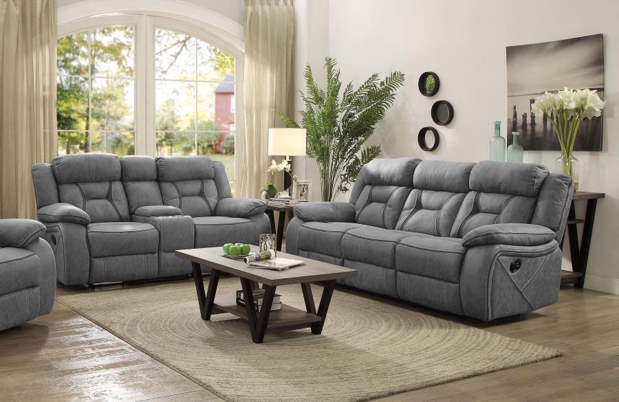 (image for) Higgins 2-piece Upholstered Motion Reclining Sofa Set Grey