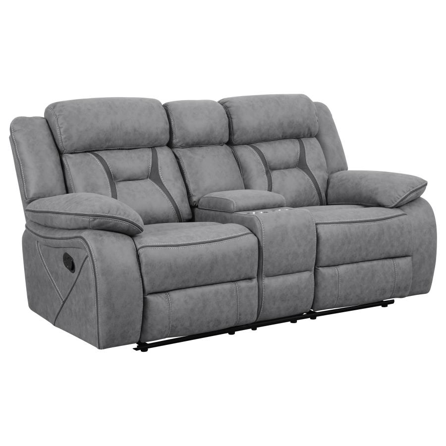 (image for) Higgins Upholstered Motion Reclining Loveseat Grey