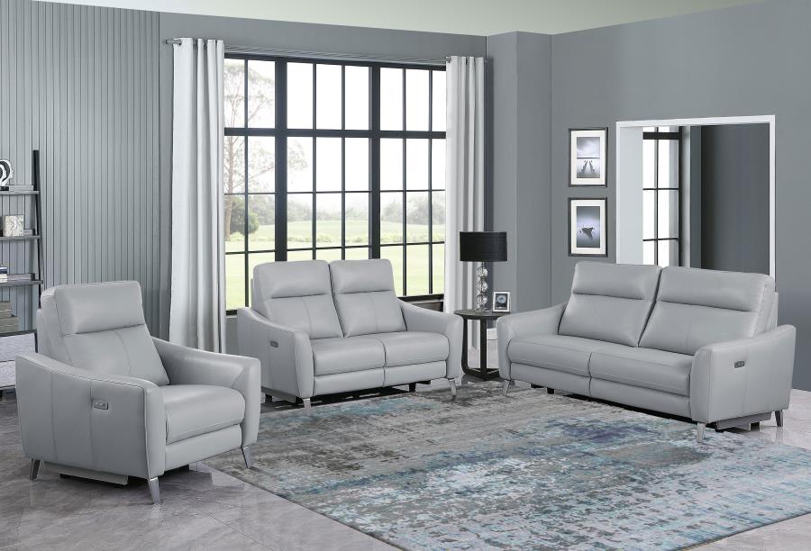 (image for) Derek 3-piece Upholstered Power Reclining Sofa Set Grey