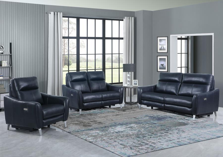 (image for) Derek 3-piece Upholstered Power Reclining Sofa Set Blue