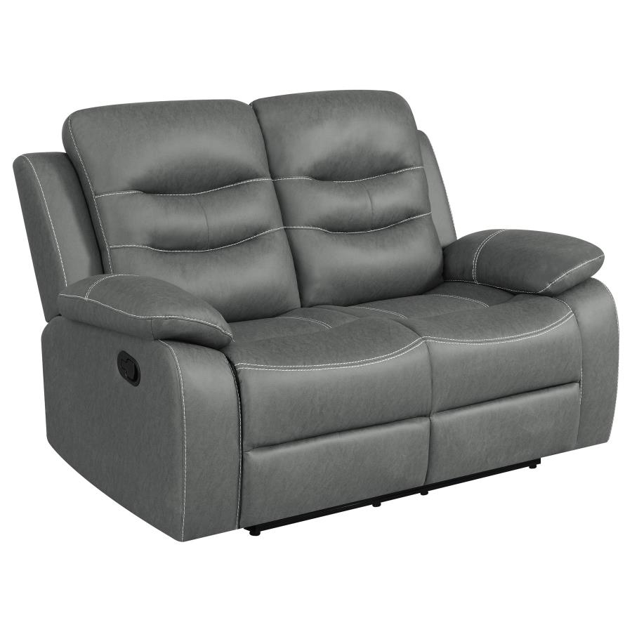 (image for) Nova Upholstered Padded Arm Reclining Loveseat Dark Grey