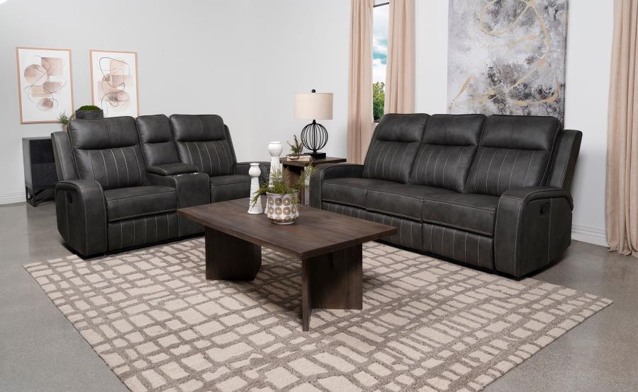 (image for) Raelynn 2-piece Upholstered Reclining Sofa Set Grey