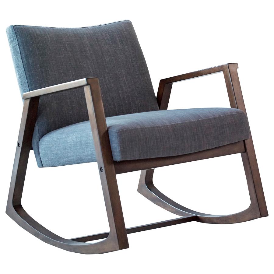 (image for) Gianna Upholstered Rocking Chair with Wooden Arm Grey and Walnut