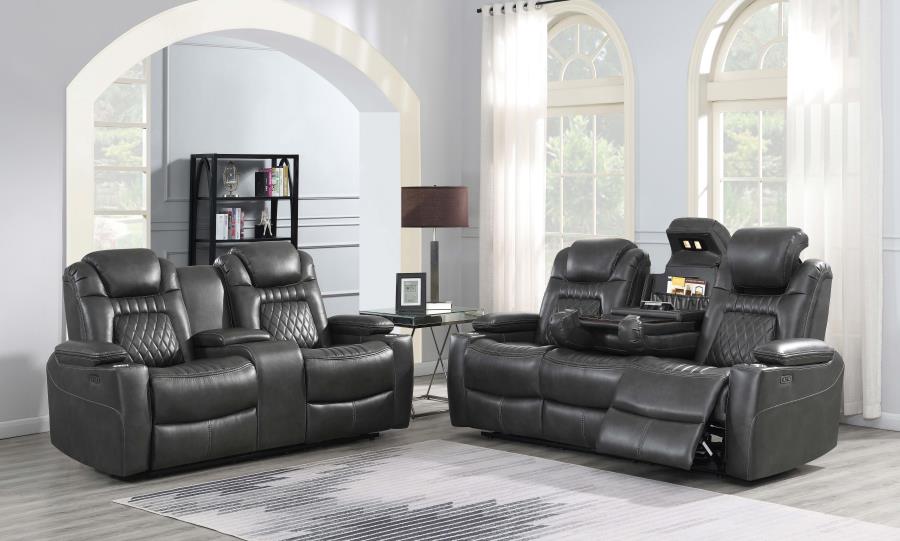 (image for) Korbach 2-piece Dual Power Living Room Set Charcoal