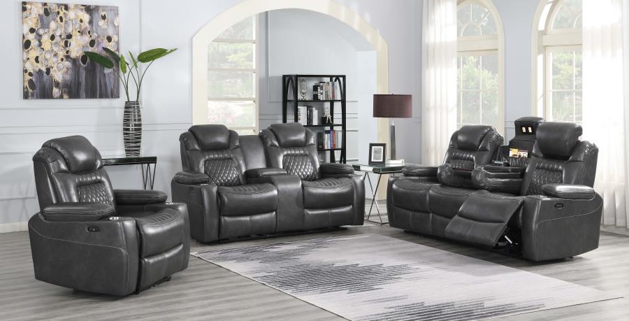 (image for) Korbach 3-piece Dual Power Living Room Set Charcoal