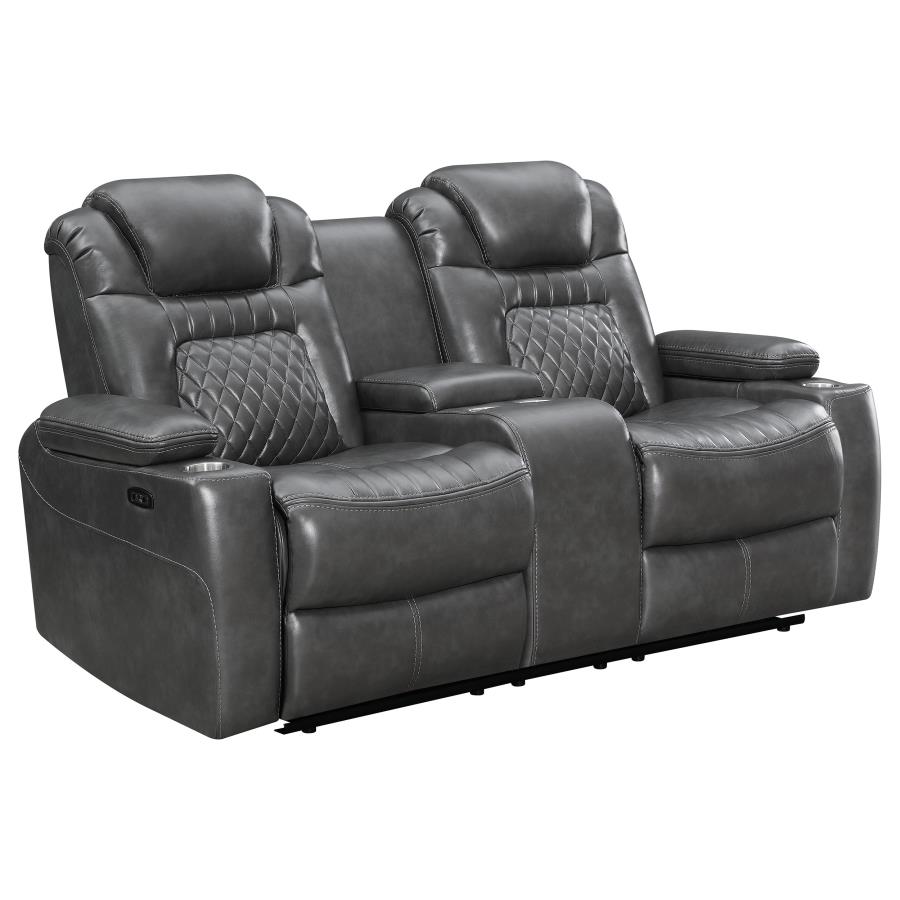 (image for) Korbach Upholstered Dual Power Loveseat Charcoal