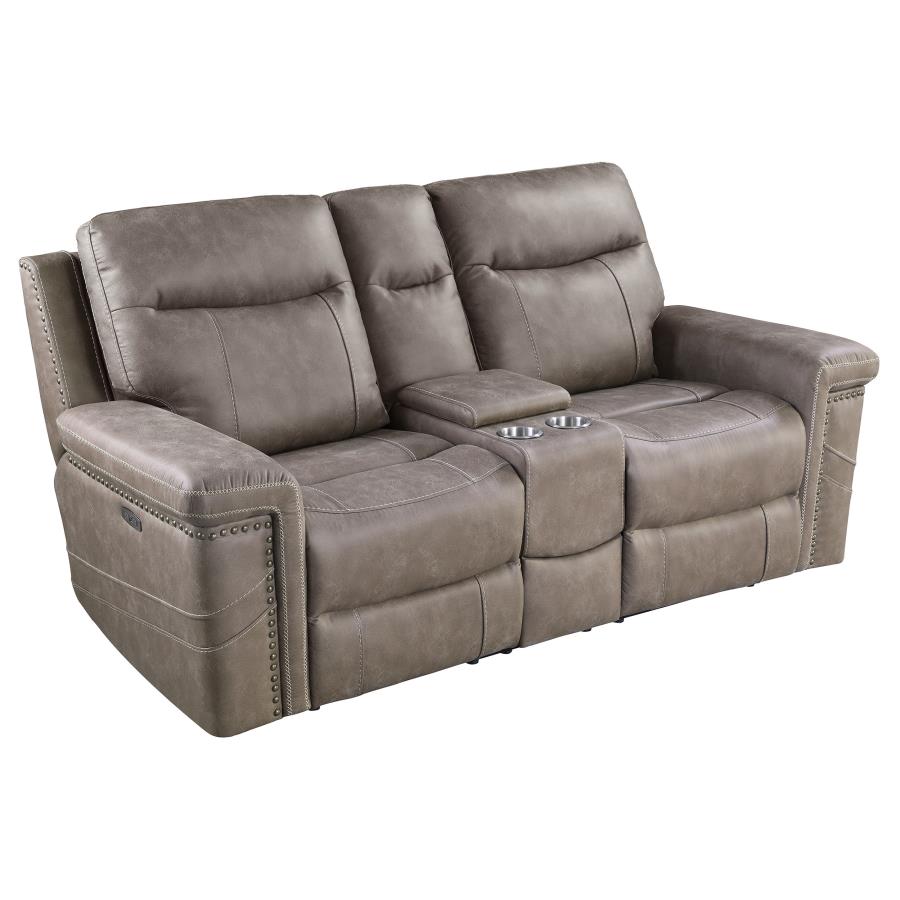 (image for) Wixom 1-drawer Power^2 Loveseat with Console Taupe