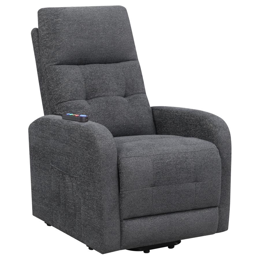 (image for) Howie Upholstered Power Lift Massage Chair Charcoal