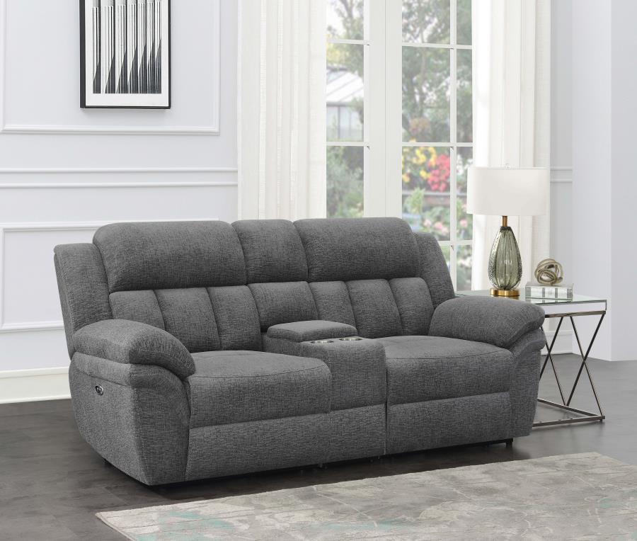 (image for) Bahrain Upholstered Power Loveseat Charcoal