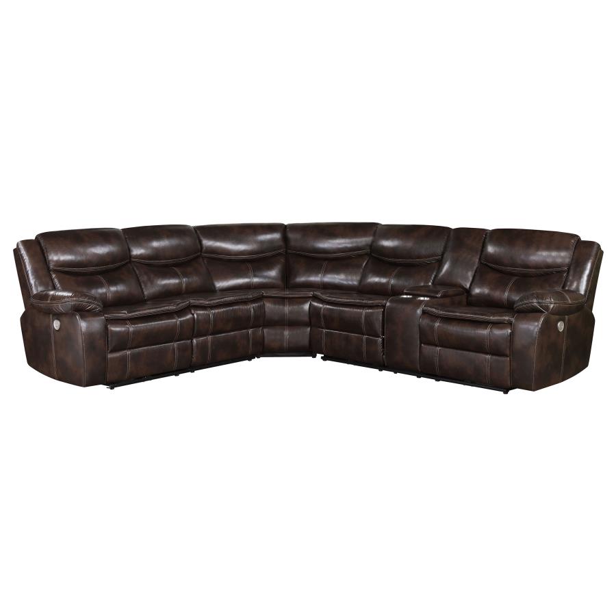 (image for) Sycamore Upholstered Power Reclining Sectional Sofa Brown