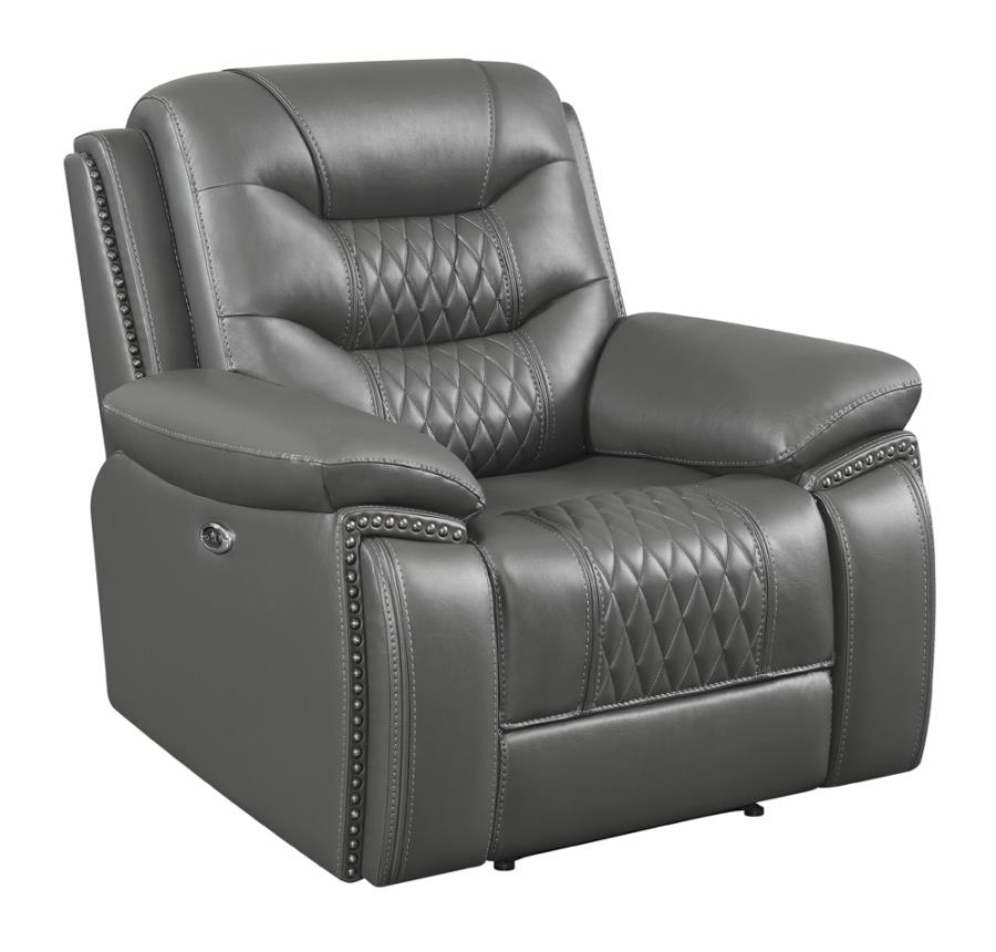 (image for) Flamenco Upholstered Padded Arm Power Recliner Charcoal