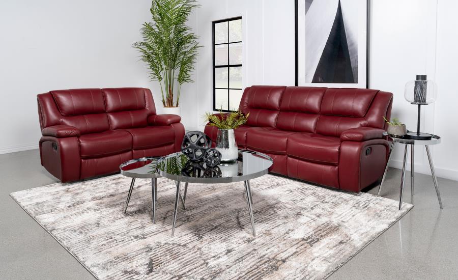 (image for) Camila 2-piece Upholstered Reclining Sofa Set Red