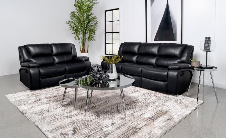 (image for) Camila 2-piece Upholstered Motion Reclining Sofa Set Black