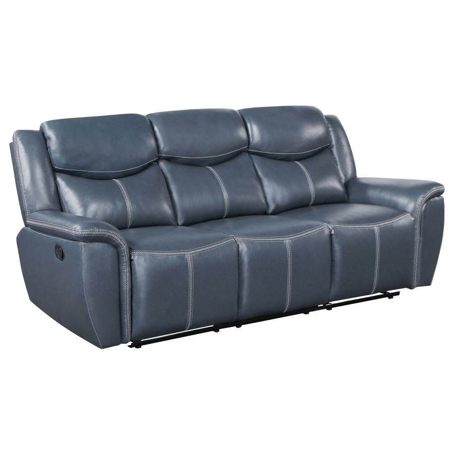 (image for) Sloane Upholstered Padded Arm Reclining Sofa Blue