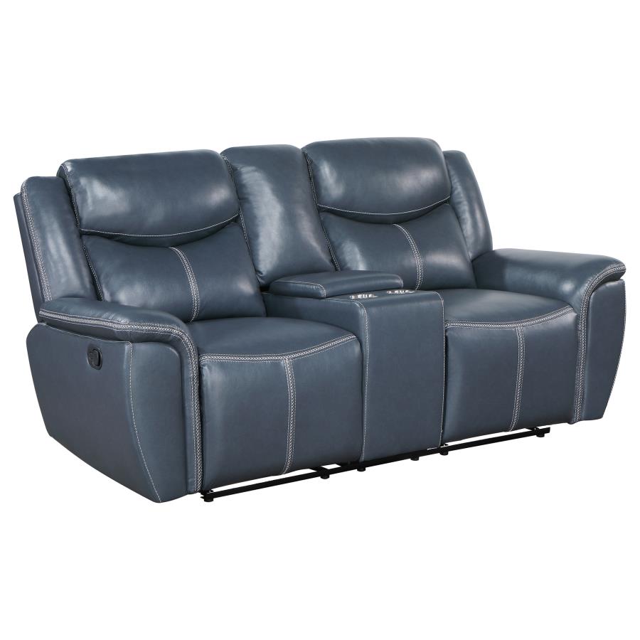 (image for) Sloane Upholstered Padded Arm Reclining Loveseat Blue