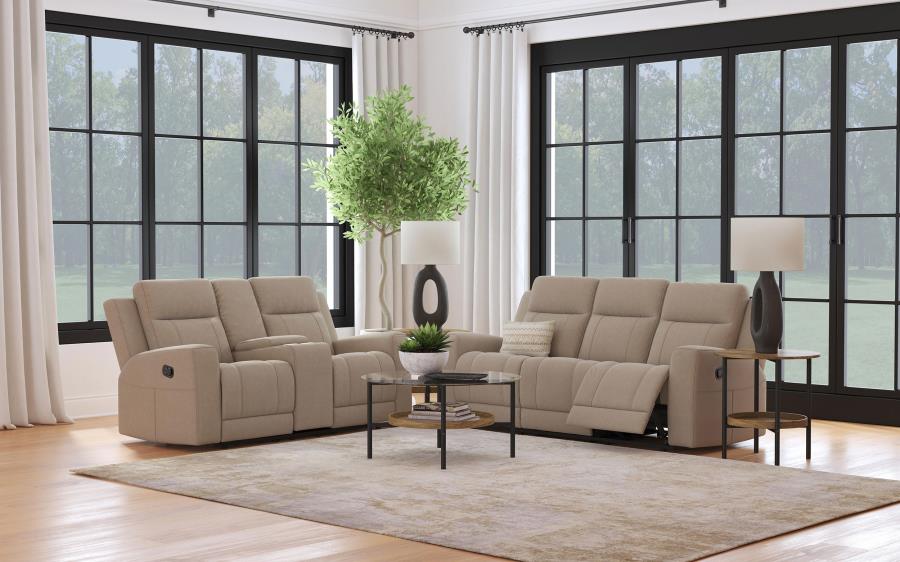 (image for) Brentwood 2-piece Upholstered Reclining Sofa Set Taupe