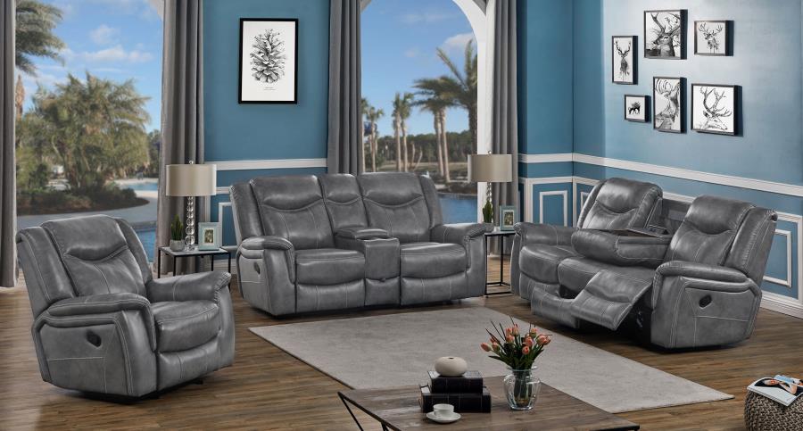 (image for) Conrad 3-piece Upholstered Padded Arm Motion Sofa Set Grey