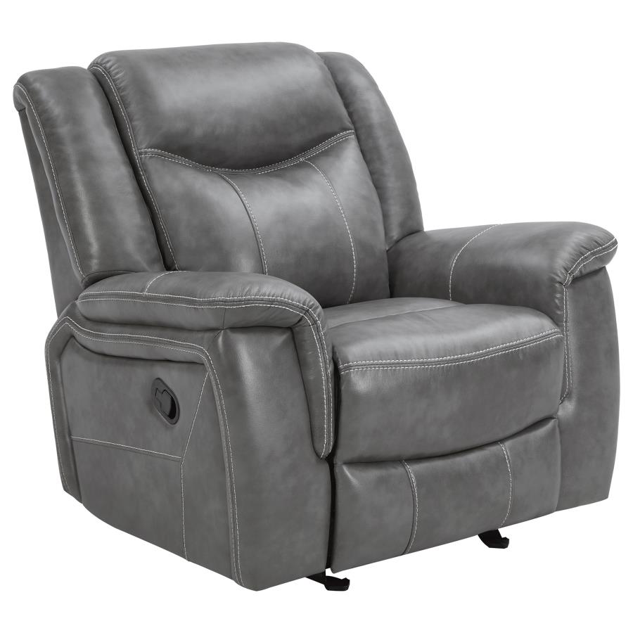 (image for) Conrad Upholstered Padded Arm Glider Recliner Grey