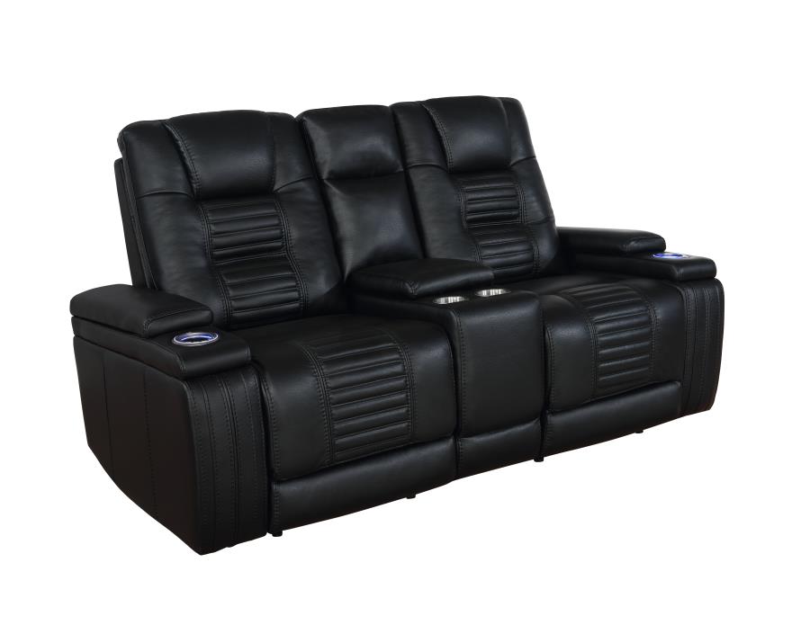 (image for) Zane Upholstered Dual Power Loveseat Black