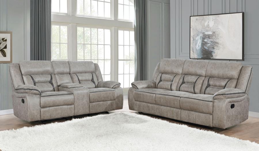 (image for) Greer 2-piece Upholstered Reclining Sofa Set Taupe