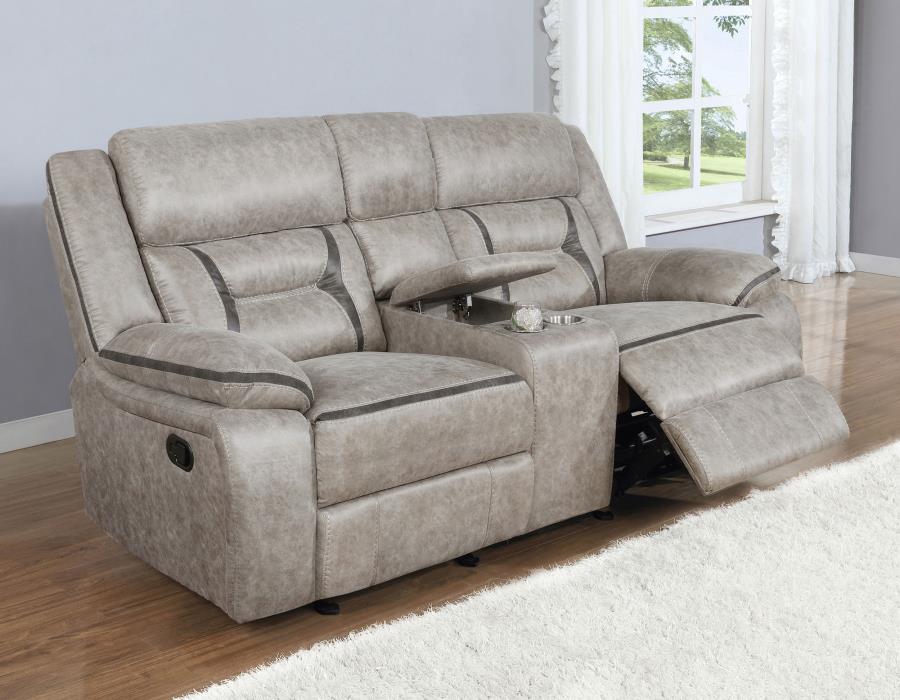 (image for) Greer Upholstered Motion Reclining Loveseat Taupe