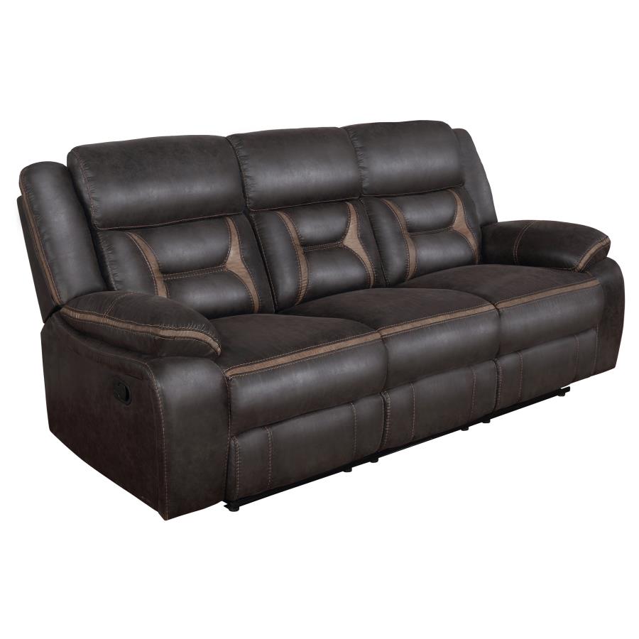 (image for) Greer Upholstered Motion Reclining Sofa Brown